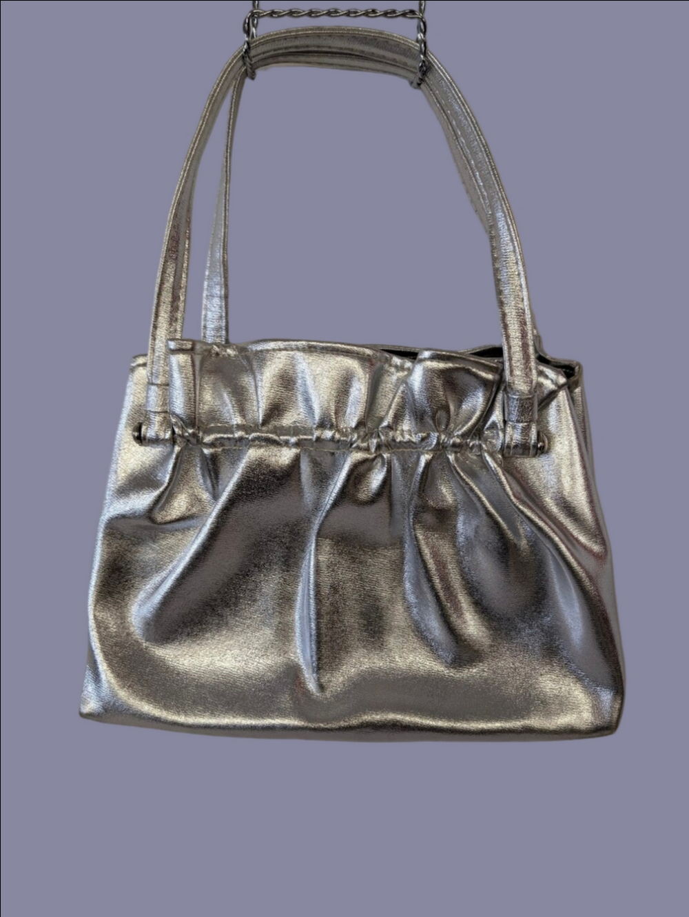Vintage Bag 1960 Silver Metallic Bag - Sleek Evening Tote